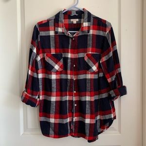 Merona Women’s Button Down Plaid Shirt, Size XL